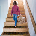 Set of 15 Skid-Resistant Carpet Stair Treads – Kaleidoscope Bloom – Autumn Brown