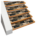 Set of 15 Skid-Resistant Carpet Stair Treads – Distressed Leaves - Faded Blue & Beige