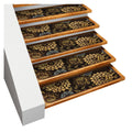 Set of 15 Skid-Resistant Carpet Stair Treads – Floral Bloom – Classic Brown