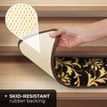 Set of 15 Skid-Resistant Carpet Stair Treads – Laurel Lane – Espresso Brown & Golden Cream