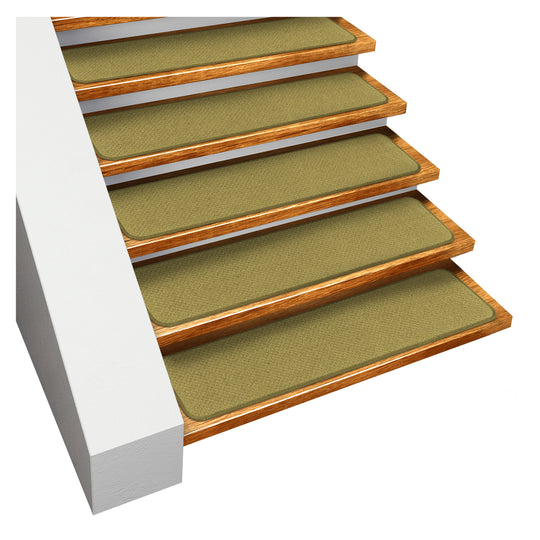 Skid-Resistant Carpet Stair Treads Olive Green