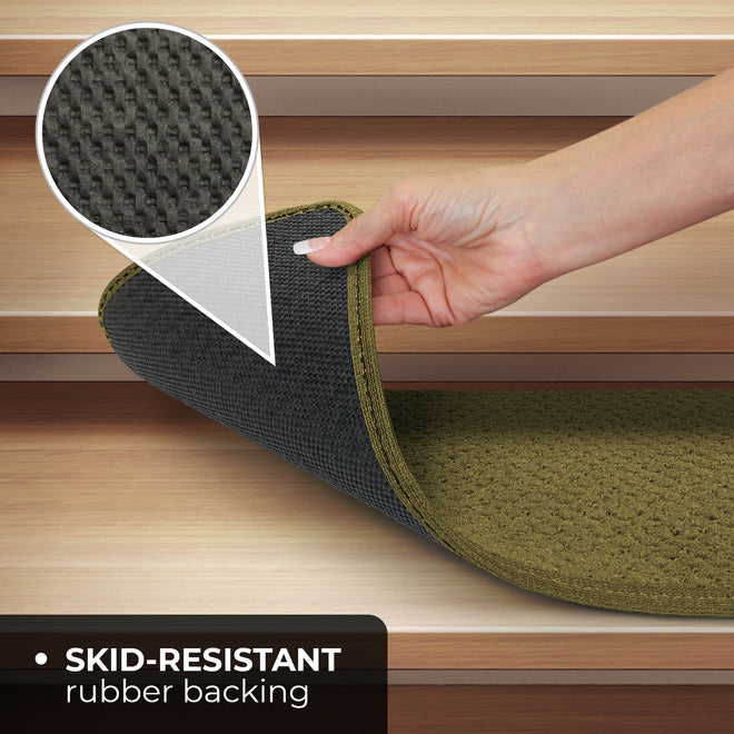 Skid-Resistant Carpet Stair Treads Olive Green