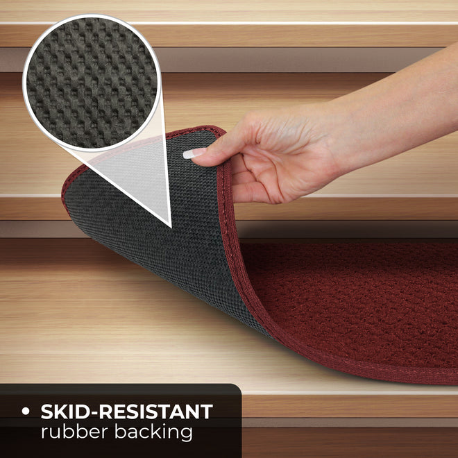 Skid-Resistant Carpet Stair Treads Burgundy Red