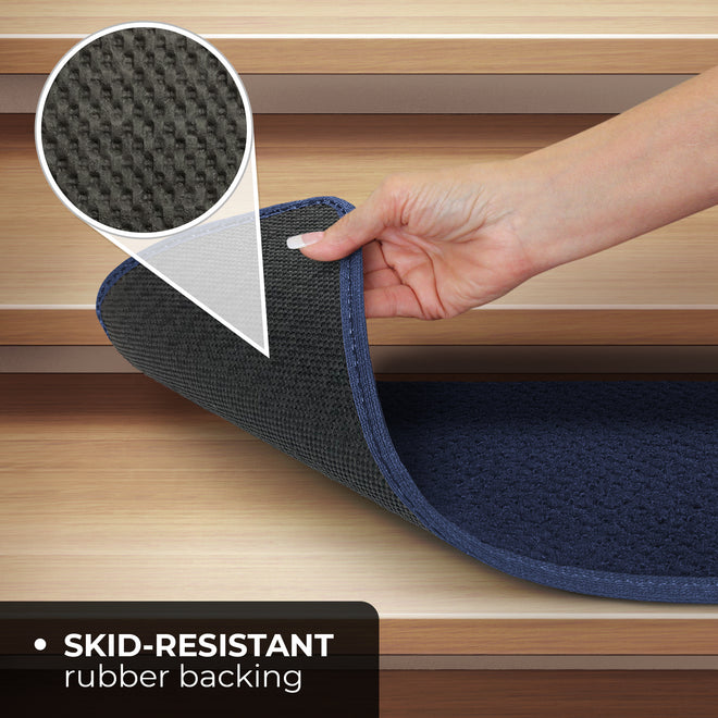 rubber backed stair tread rugs Navy Blue Skid Resistant Carpet Stair Treads