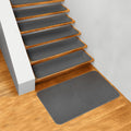 Set of 15 Skid-Resistant Carpet Stair Treads and Matching Landing Rug - Gray