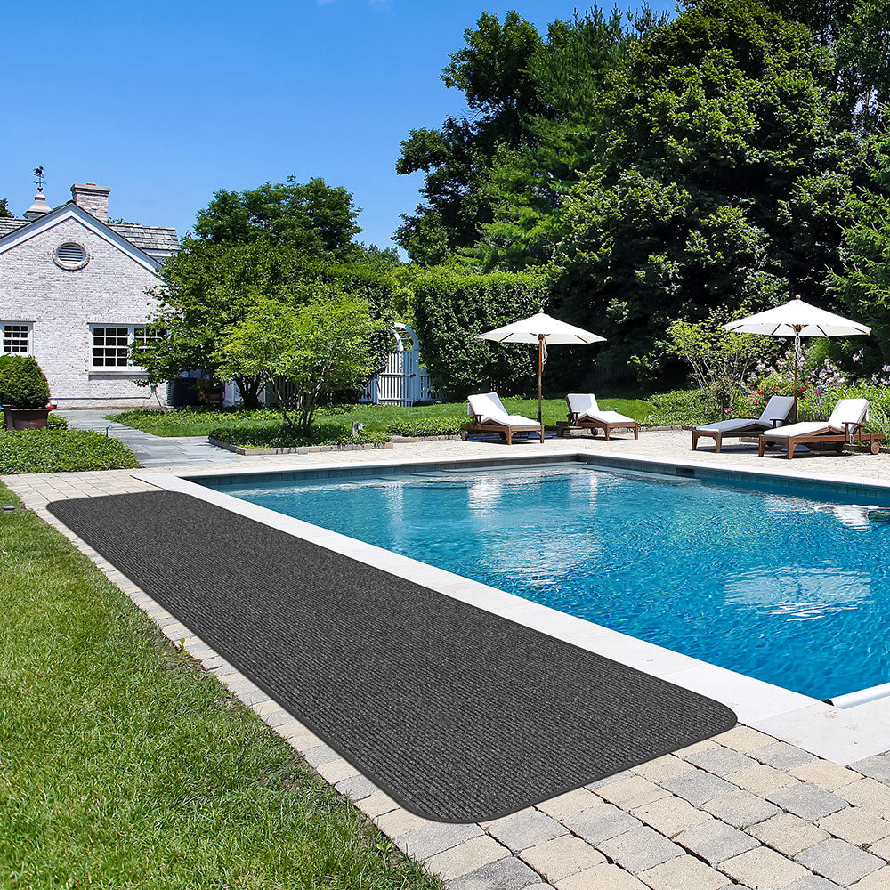 Charcoal Black Outdoor Carpet Runners Durable Fade Resistant House