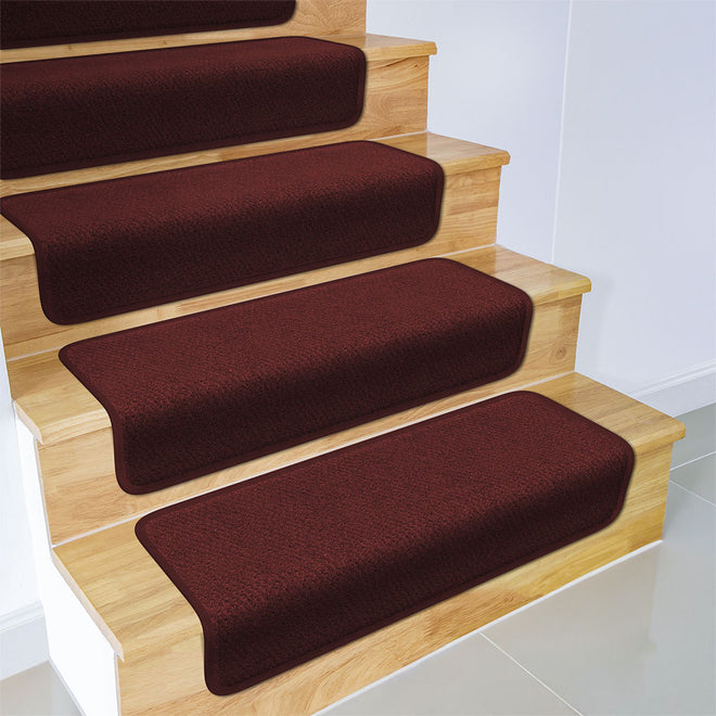 Overstep Attachable Carpet Stair Treads Burgundy Red