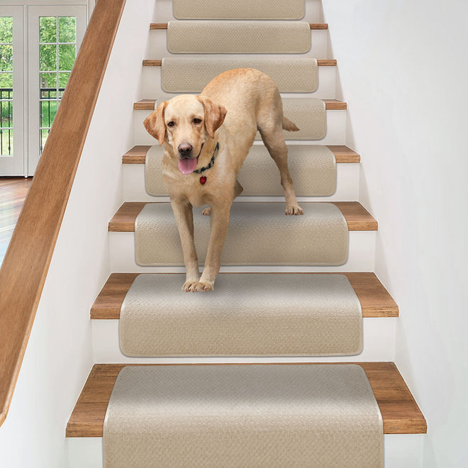 Overstep Attachable Carpet Stair Treads Ivory Cream