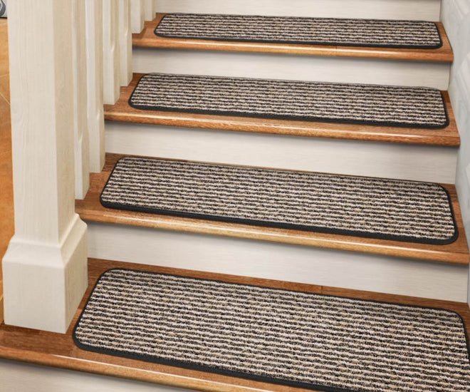 Adhesive Carpet Stair Treads Black Ripple