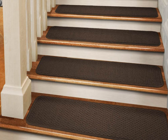 Adhesive Carpet Stair Treads Chocolate Brown
