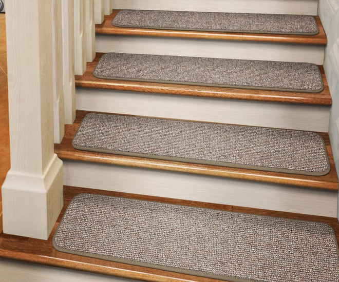 Adhesive Carpet Stair Treads Pebble Beige