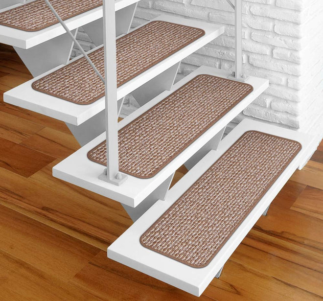 Adhesive Carpet Stair Treads Praline Brown