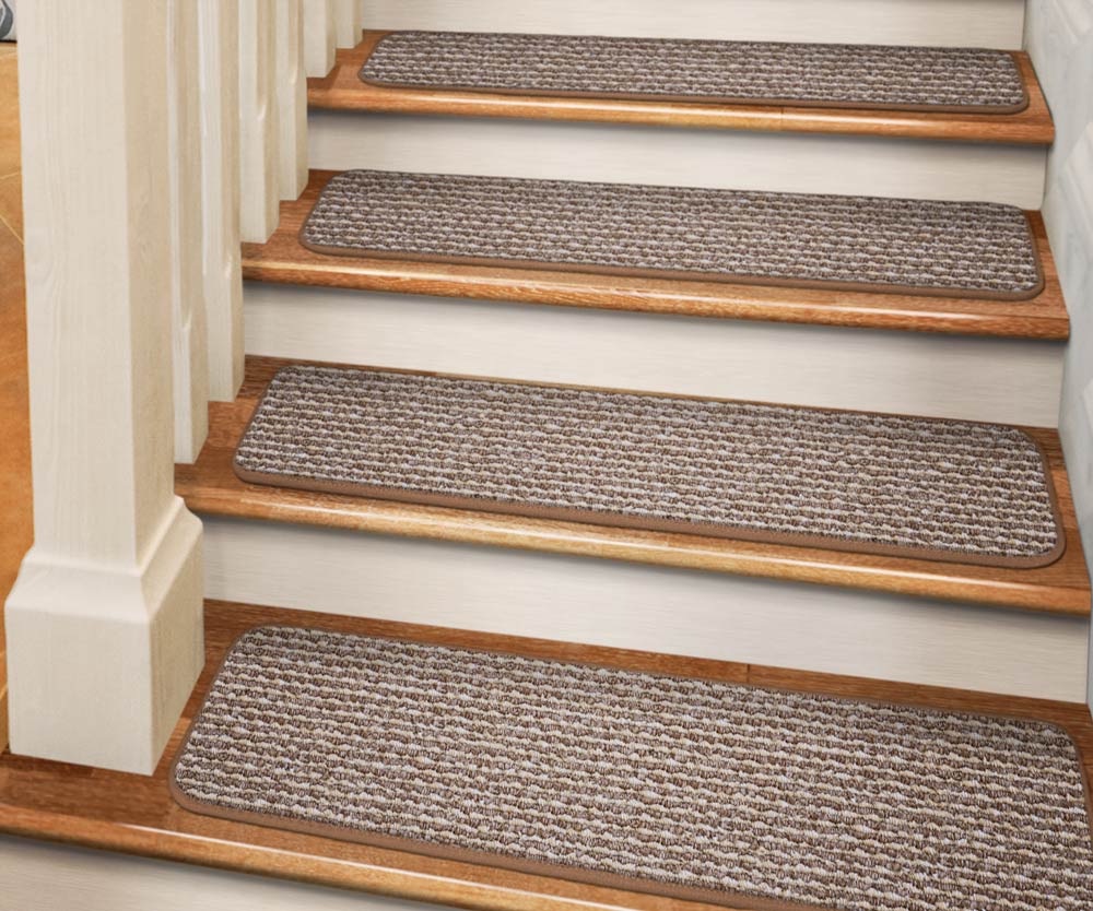 Praline Brown Adhesive Carpet Stair Treads | House Home &amp; More