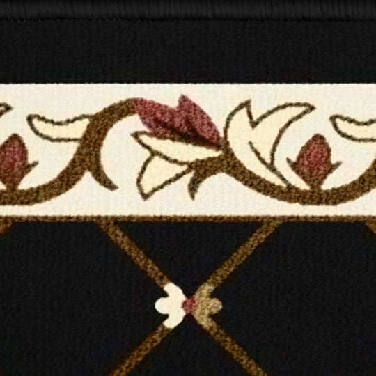 Color - Traditional Lattice with Floral Border – Ebony Black