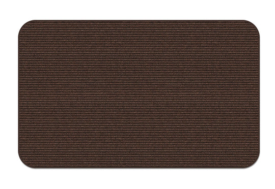 Indoor Outdoor Double-Ribbed Carpet Area Rug with Skid-Resistant Rubber Backing Bittersweet Brown