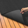 Indoor Outdoor Double-Ribbed Carpet Area Rug with Skid-Resistant Rubber Backing Smokey Black