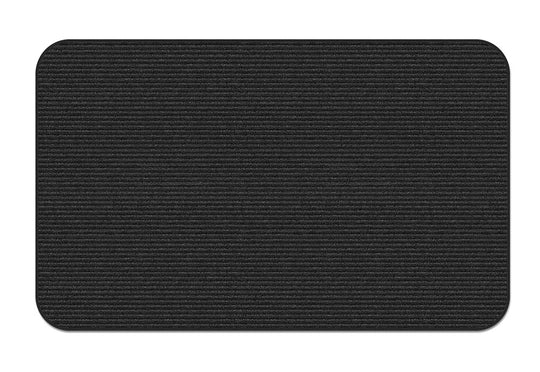 Indoor Outdoor Double-Ribbed Carpet Area Rug with Skid-Resistant Rubber Backing Smokey Black