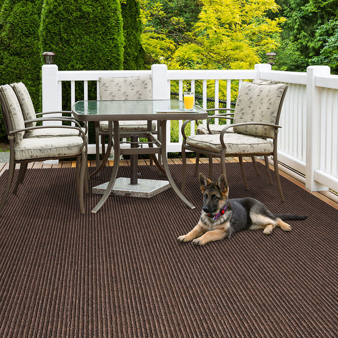 Indoor Outdoor Double-Ribbed Carpet with Skid-Resistant Rubber Backing Bittersweet Brown